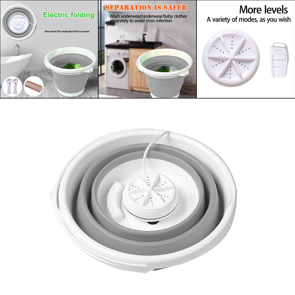 Folding Washing Machine Ultrasonic Washer USB Powered for Camping Socks 3 in 1 gray