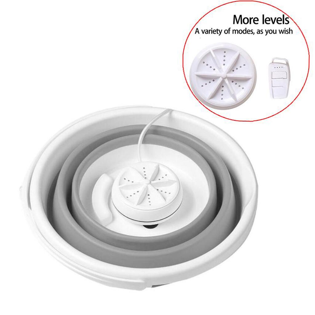 Folding Washing Machine Ultrasonic Washer USB Powered for Camping Socks 3 in 1 gray