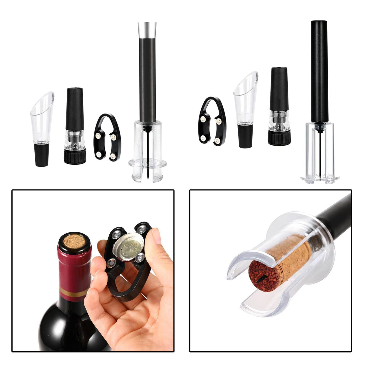Air Pressure Wine Opener Bottle Opener Vacuum Corkscrew Kit Kitchen Style 1