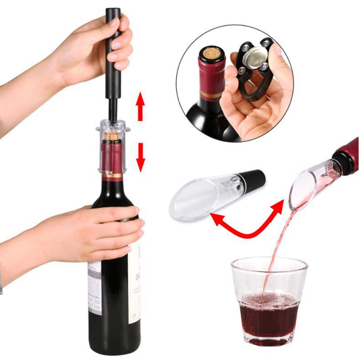 Air Pressure Wine Opener Bottle Opener Vacuum Corkscrew Kit Kitchen Style 2