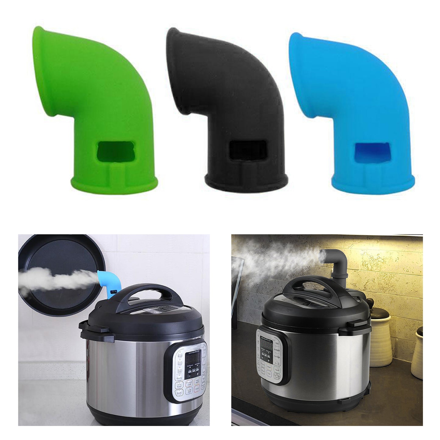 Silicone Steam Release Diverter Pressure Cooker Steam Diverter 360 Rotating Black