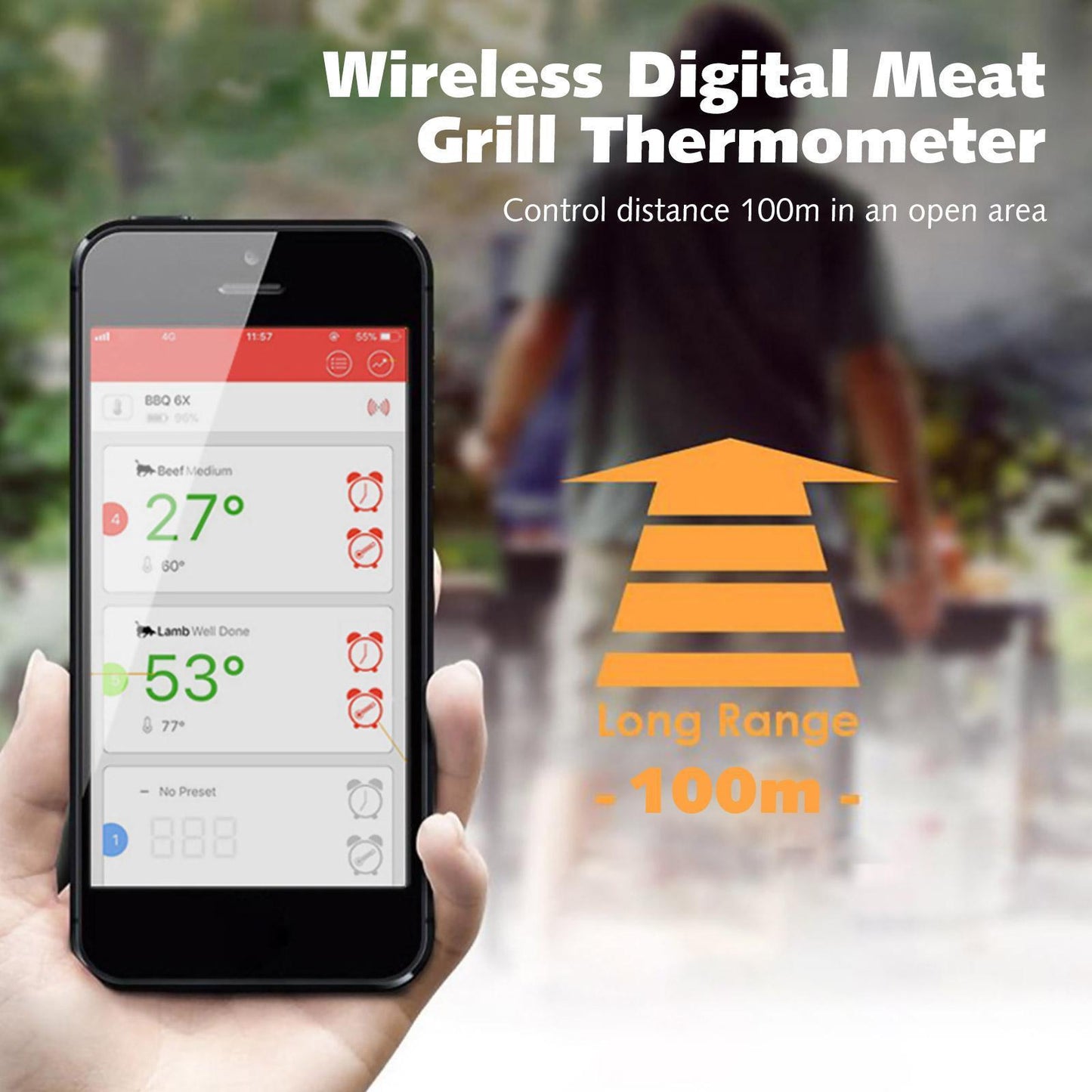 Digital Instant Read Meat Thermometer Cooking Wireless Bluetooth Thermometer 4 Probes