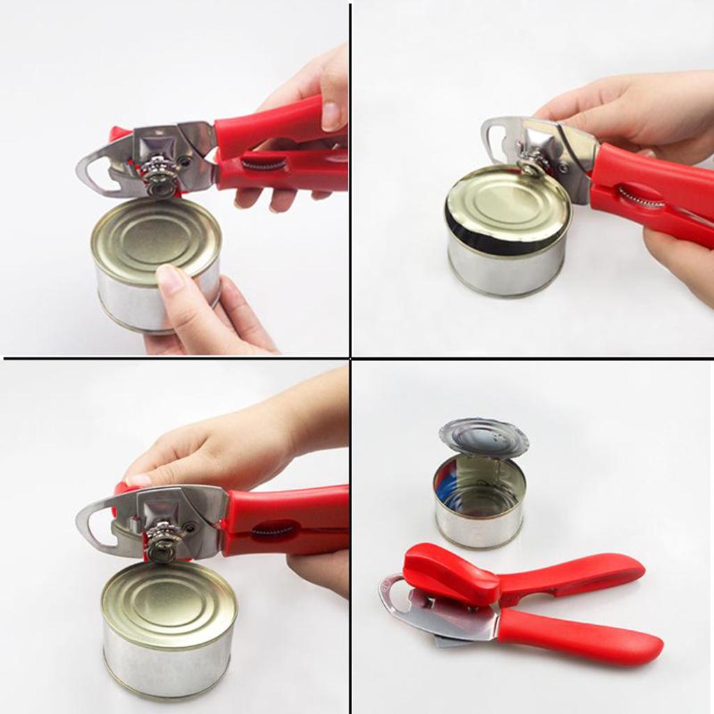 Stainless Manual Can Opener Bottle Openers Jars Tin Opener Food Safety red