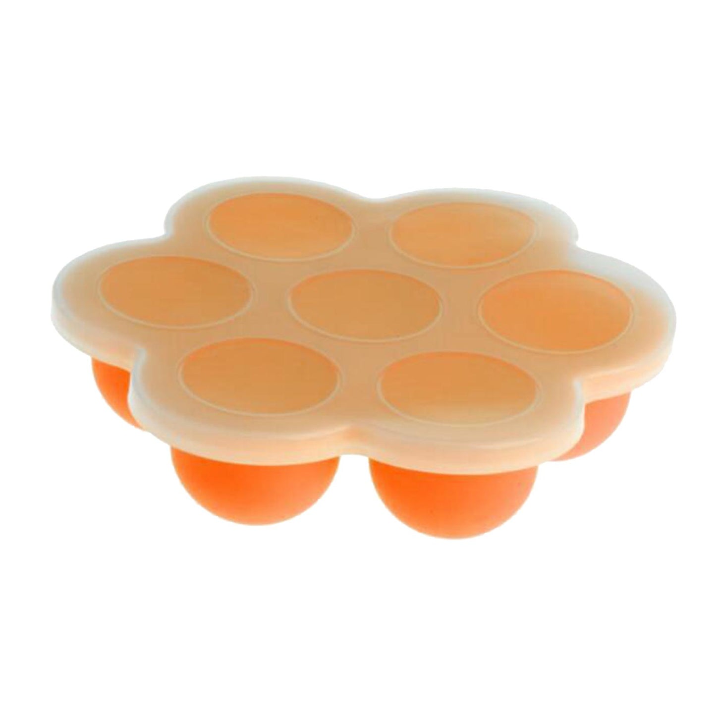 Infant Breast Milk Freezer Tray Weaning Storage Box 7 Grids with Clip-on Lid orange