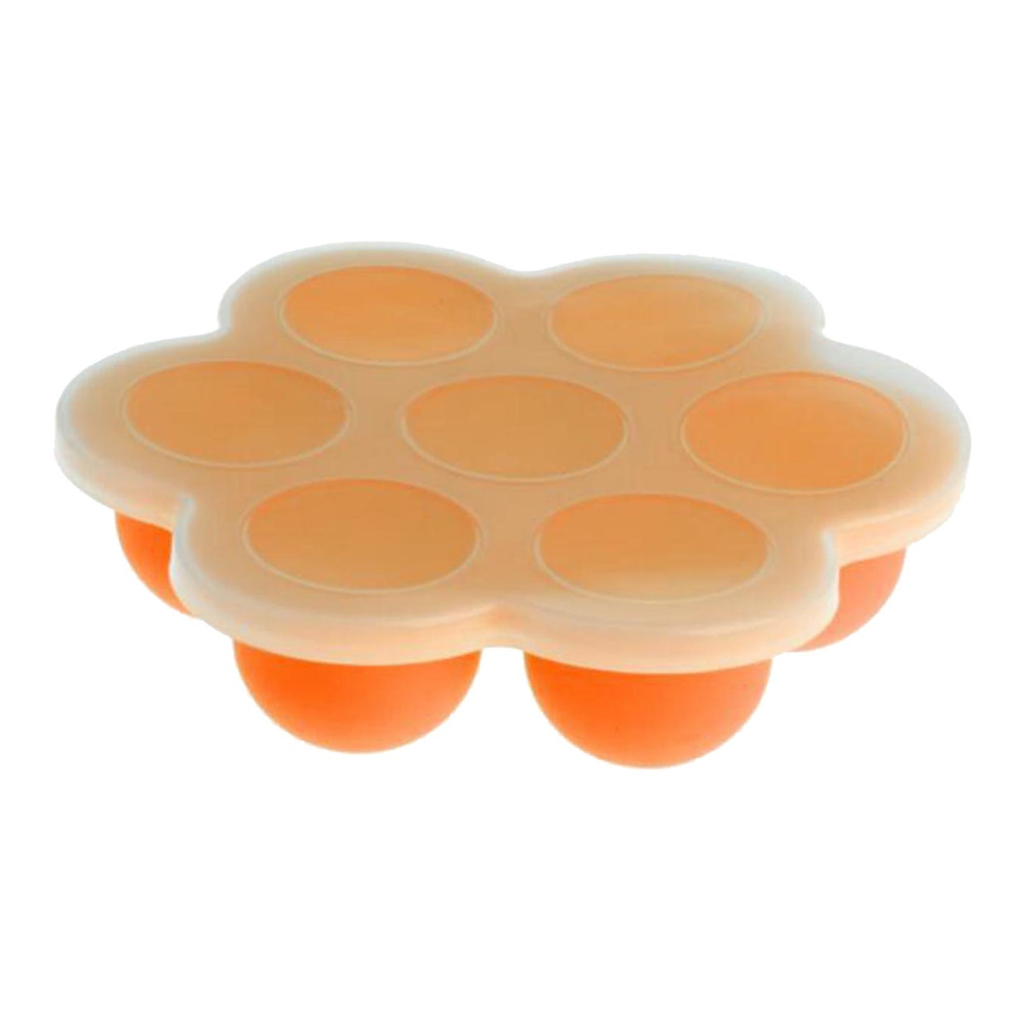 Infant Breast Milk Freezer Tray Weaning Storage Box 7 Grids with Clip-on Lid orange