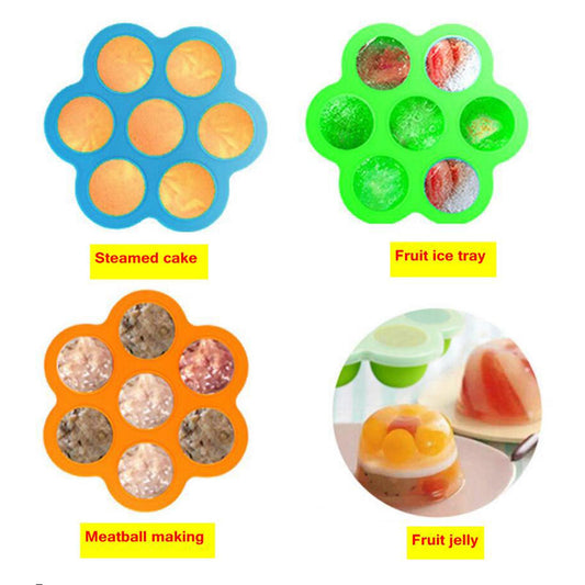 Infant Breast Milk Freezer Tray Weaning Storage Box 7 Grids with Clip-on Lid green
