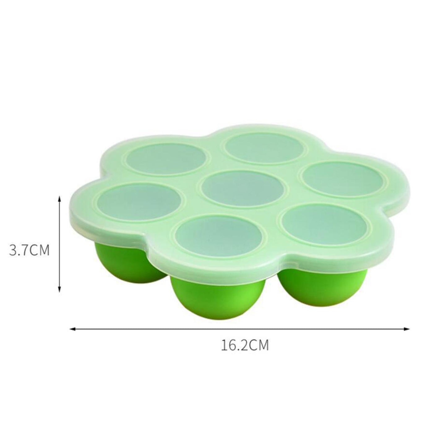 Infant Breast Milk Freezer Tray Weaning Storage Box 7 Grids with Clip-on Lid green