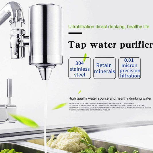 Stainless Faucet Mount Water Filter BPA Free Activated Carbon Water Purifier