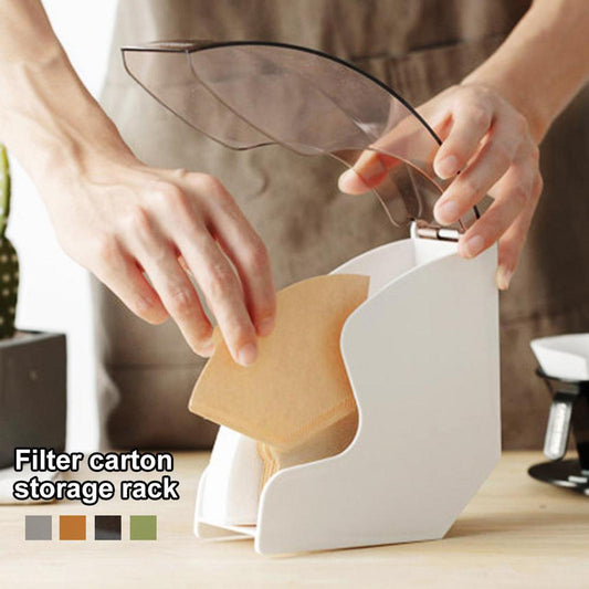 Dust-proof Large Coffee Filter Holder Box Dispenser Shelf for Home Kitchen white