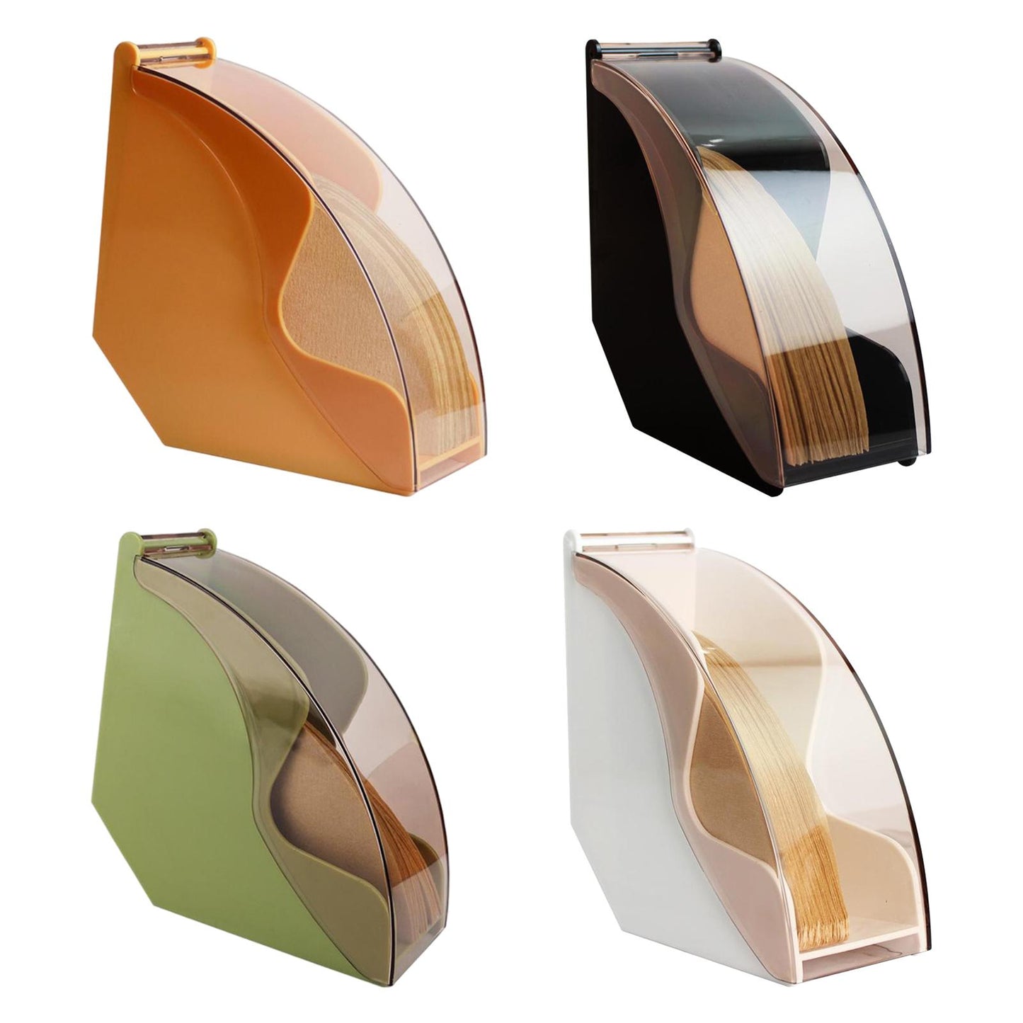 Dust-proof Large Coffee Filter Holder Box Dispenser Shelf for Home Kitchen white