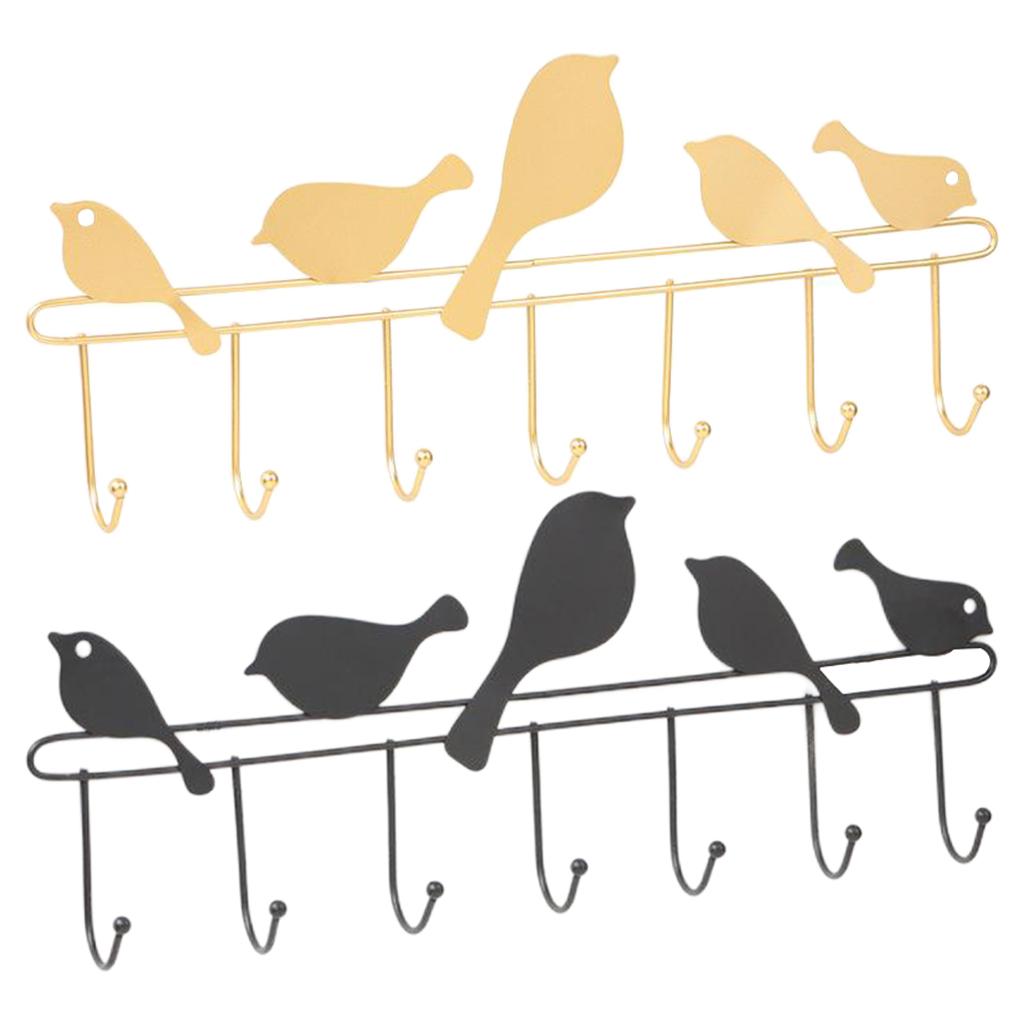 Iron Wall Hooks Multi-functional Decorative Hanger for Keys Clothes Black
