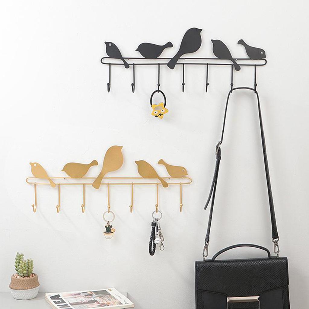 Iron Wall Hooks Multi-functional Decorative Hanger for Keys Clothes Black