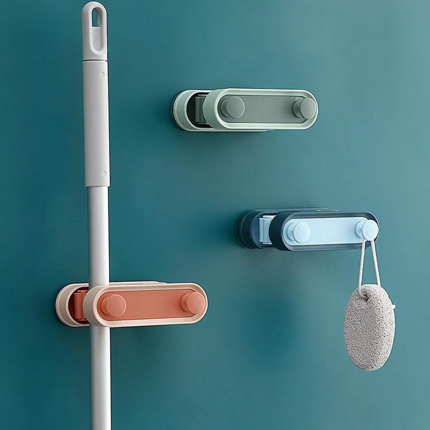 Heavy Duty Broom Mop Holder Wall-mount Storage Rack Closet Laundry Organizer Green