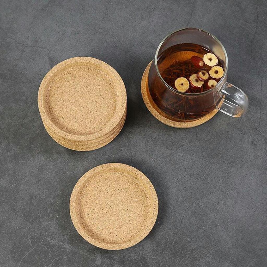 5pcs Cork Drink Coasters Tea Coffee Absorbent Round Cup Mat Table Decor Home
