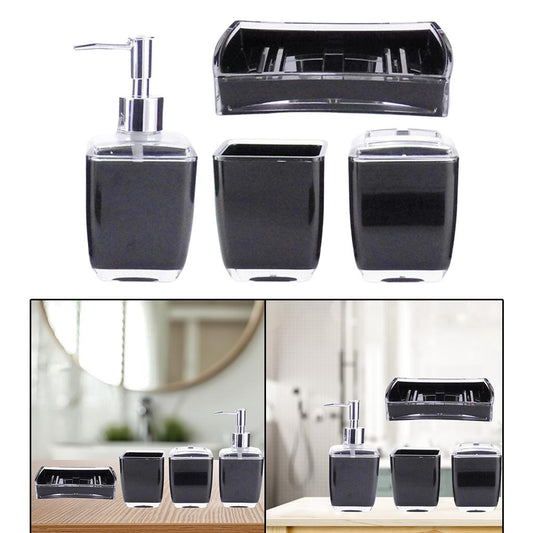 Set 4 pcs Bathroom Accessory Set Soap Dispenser Toothbrush Holder Tumbler