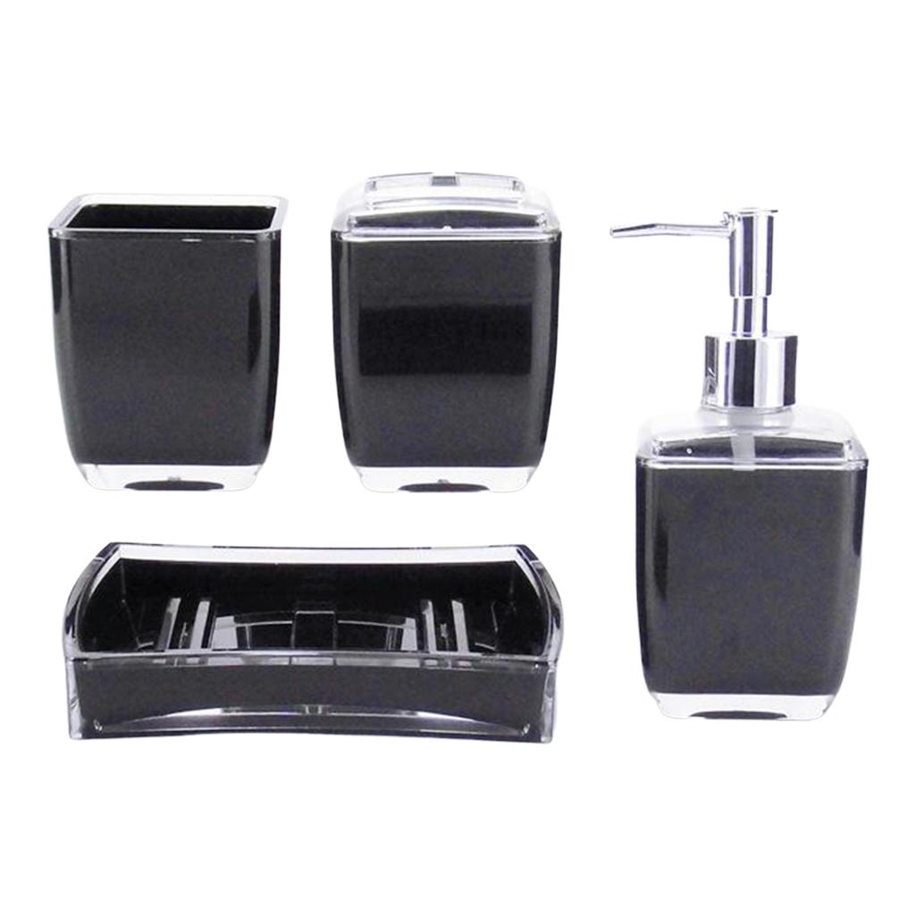 Set 4 pcs Bathroom Accessory Set Soap Dispenser Toothbrush Holder Tumbler