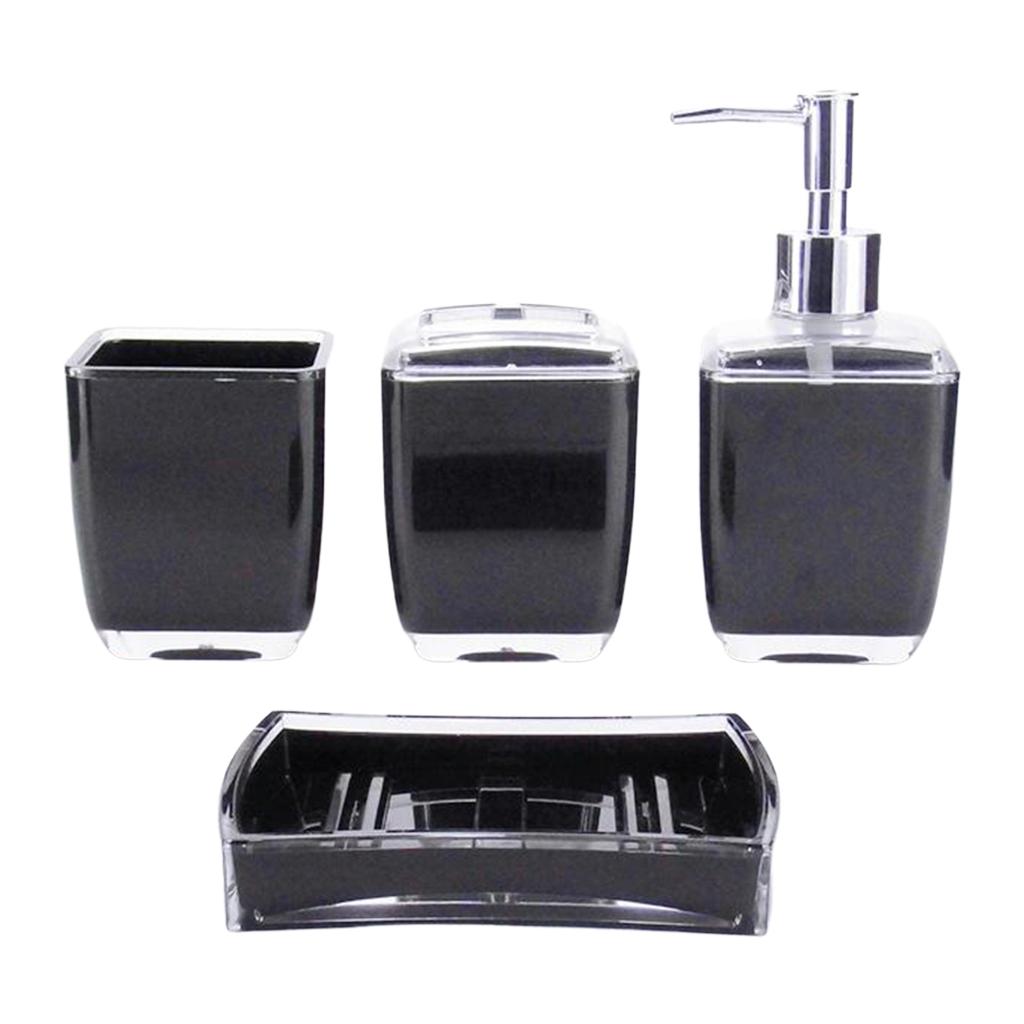 Set 4 pcs Bathroom Accessory Set Soap Dispenser Toothbrush Holder Tumbler