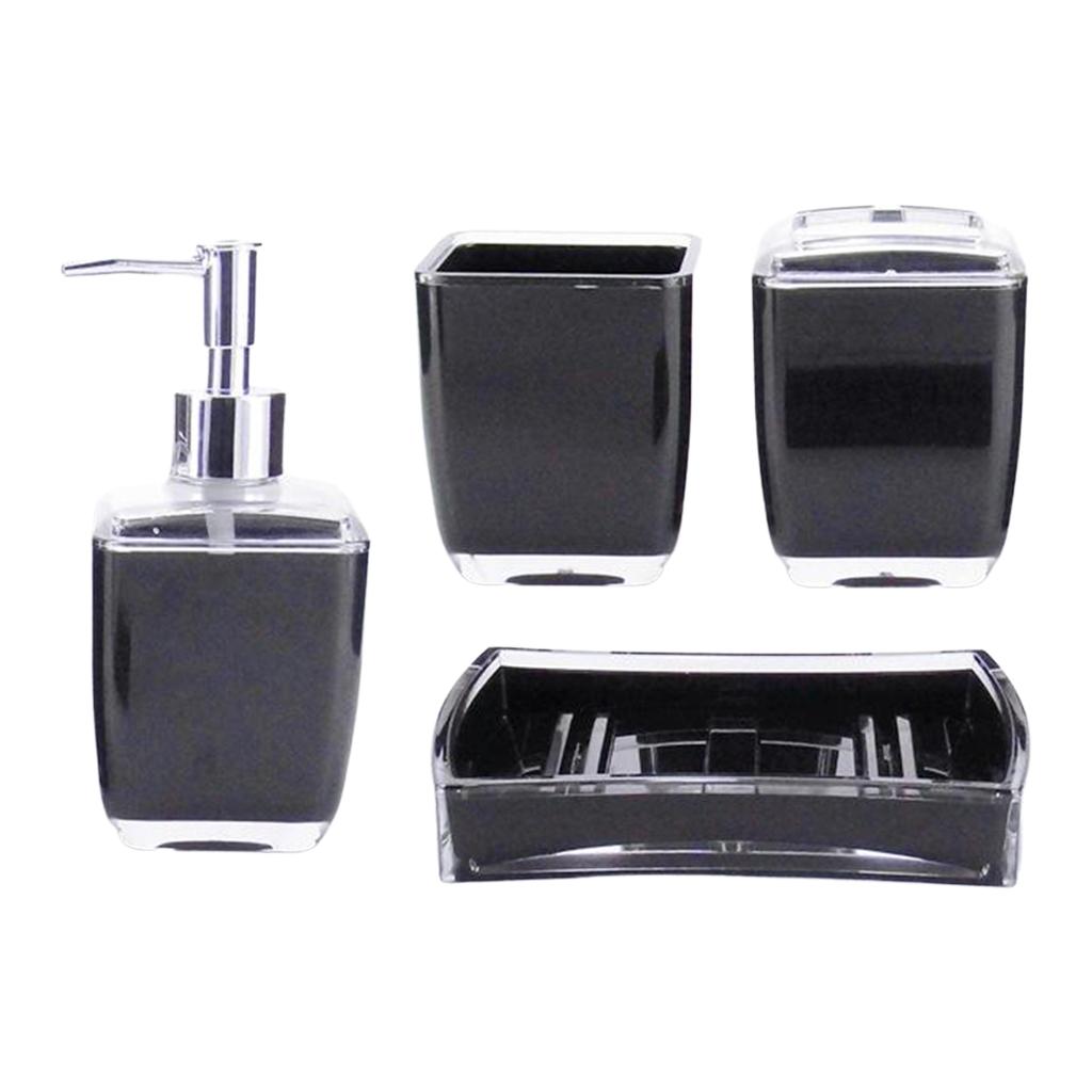 Set 4 pcs Bathroom Accessory Set Soap Dispenser Toothbrush Holder Tumbler