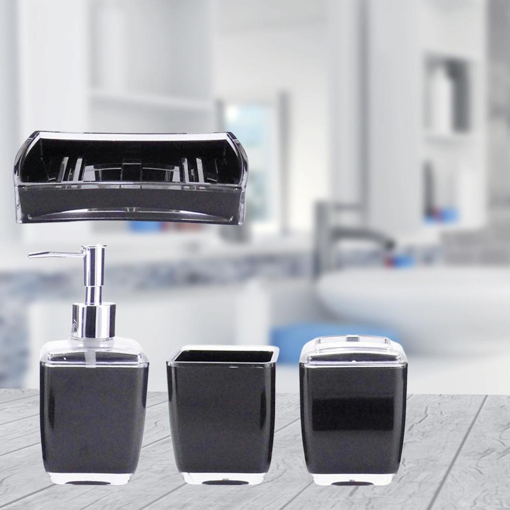 Set 4 pcs Bathroom Accessory Set Soap Dispenser Toothbrush Holder Tumbler