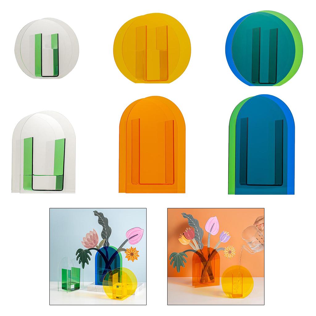 Acrylic Vase Flower Planter Pots Container Home Garden Decoration Style 1