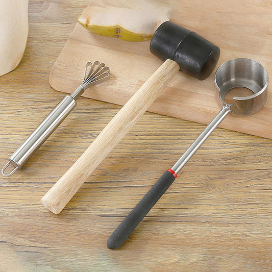 Stainless Steel Coconut Shell Opener Puncher Hammer Kit Kitchen Tool Style 3