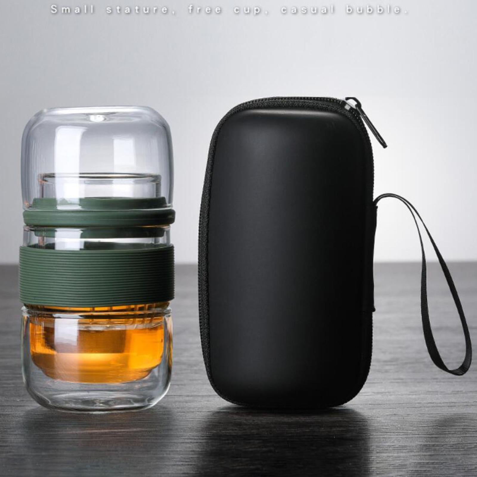 Travel Tea Set Glass Portable Teapot Teacup Set for Home Office Gifts Green