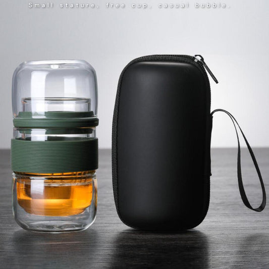 Travel Tea Set Glass Portable Teapot Teacup Set for Home Office Gifts Green