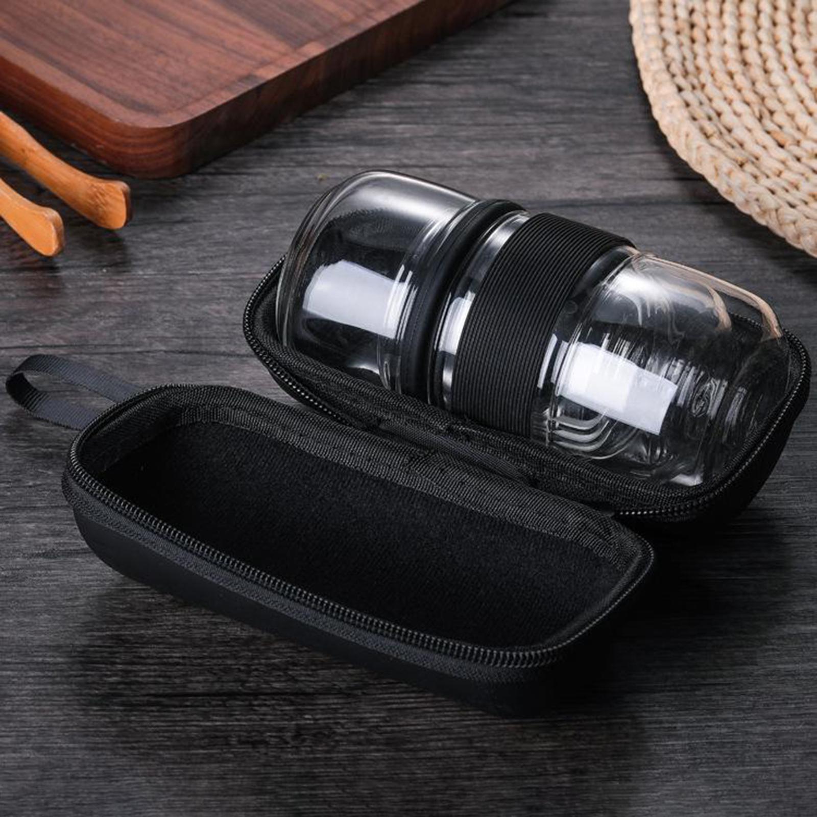 Travel Tea Set Glass Portable Teapot Teacup Set for Home Office Gifts Black