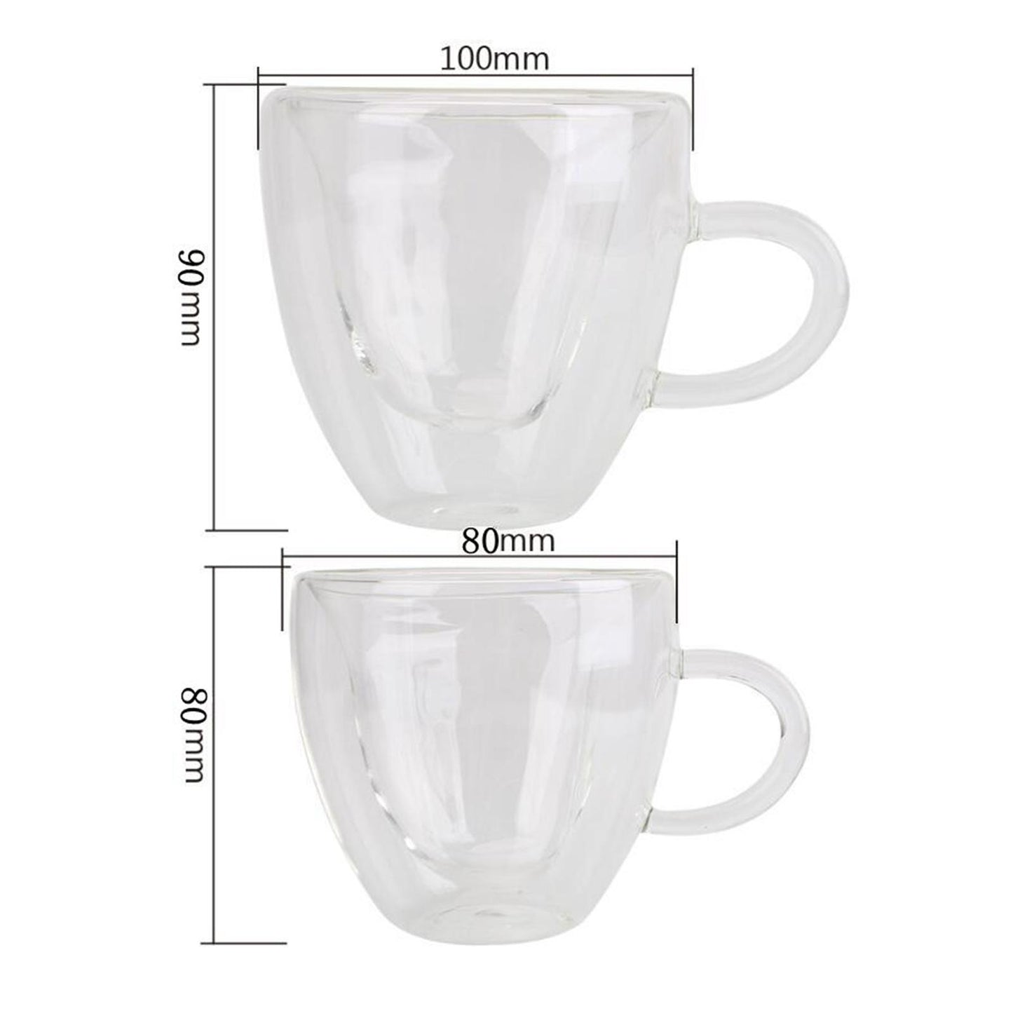 Small Clear Glass Tea Coffee Cup Mug Hot Chocolate Home KItchen Mugs 180ml