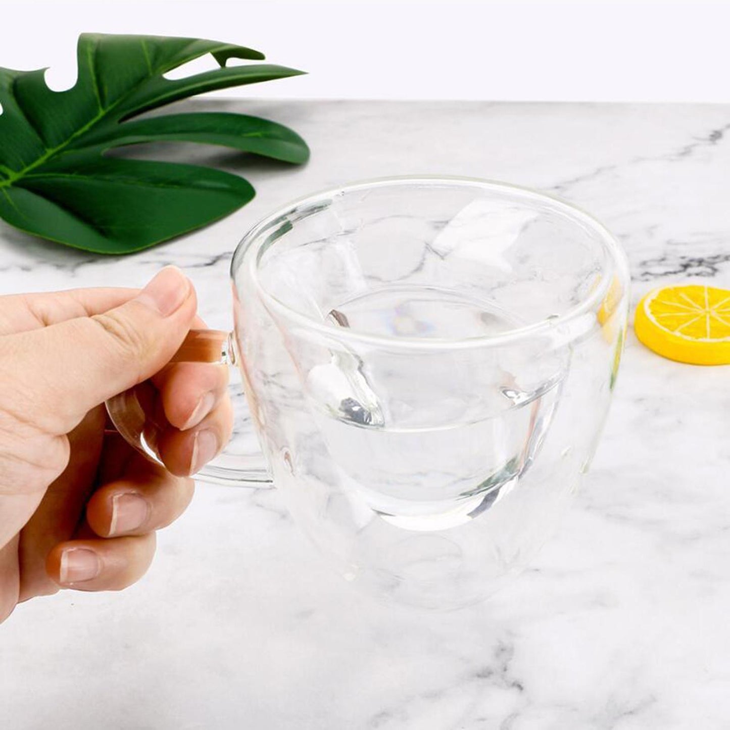 Small Clear Glass Tea Coffee Cup Mug Hot Chocolate Home KItchen Mugs 240ml