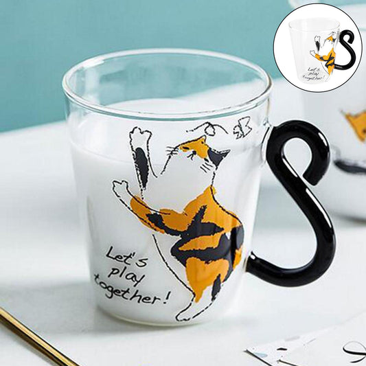 Creative Cute Cat Coffee Mug Glass Cup Milk Juice Tea Cup 300ml Style 1