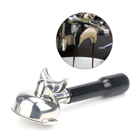 58mm Portafilter with Spout for Expobar E61 Coffee Machine, Stainless Steel Dual Spouts A