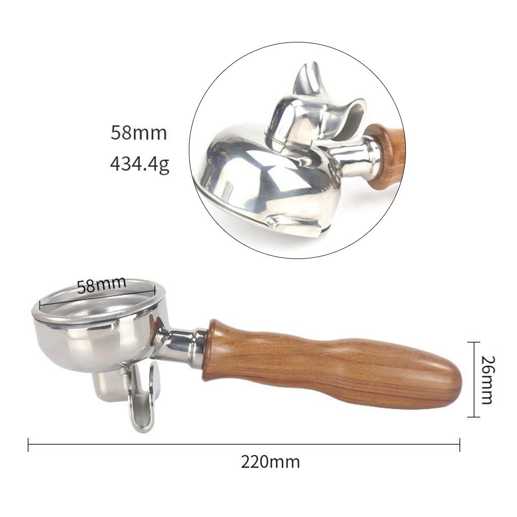 58mm Portafilter with Spout for Expobar E61 Coffee Machine, Stainless Steel Dual Spouts B
