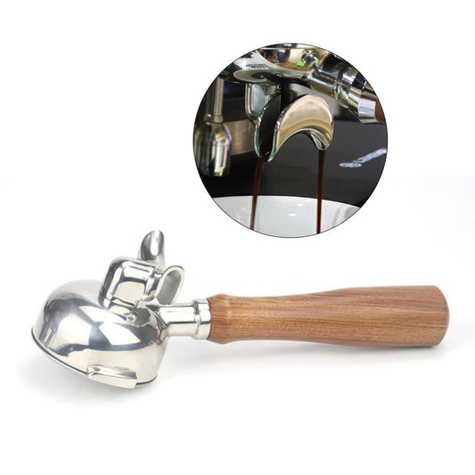 58mm Portafilter with Spout for Expobar E61 Coffee Machine, Stainless Steel Dual Spouts C