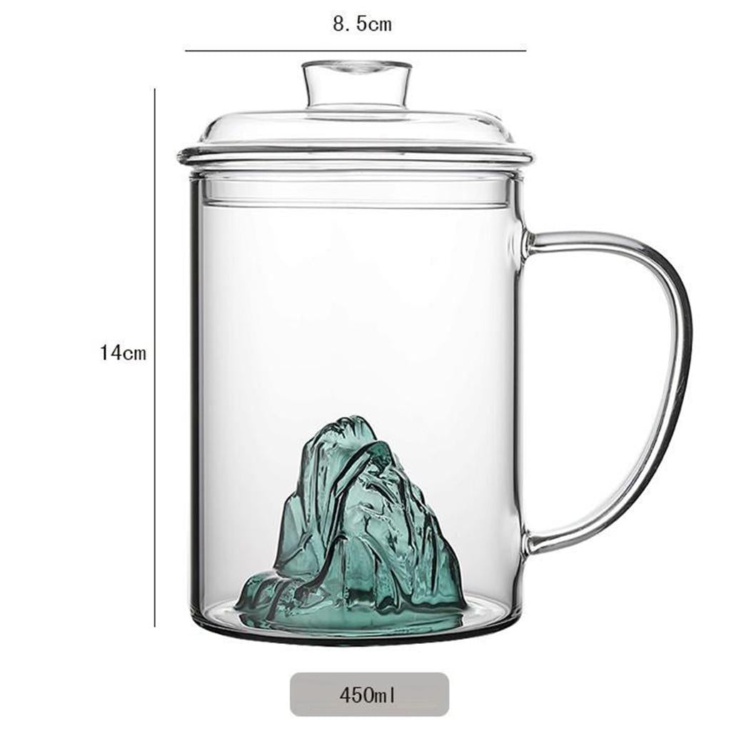 Glass Tea Cup with Lid Filter Glass Cup Travel Teacup Teaware Water Mug Cyan