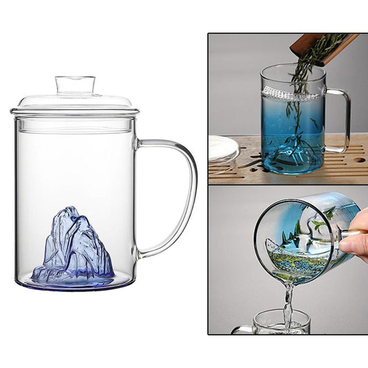 Glass Tea Cup with Lid Filter Glass Cup Travel Teacup Teaware Water Mug Purple
