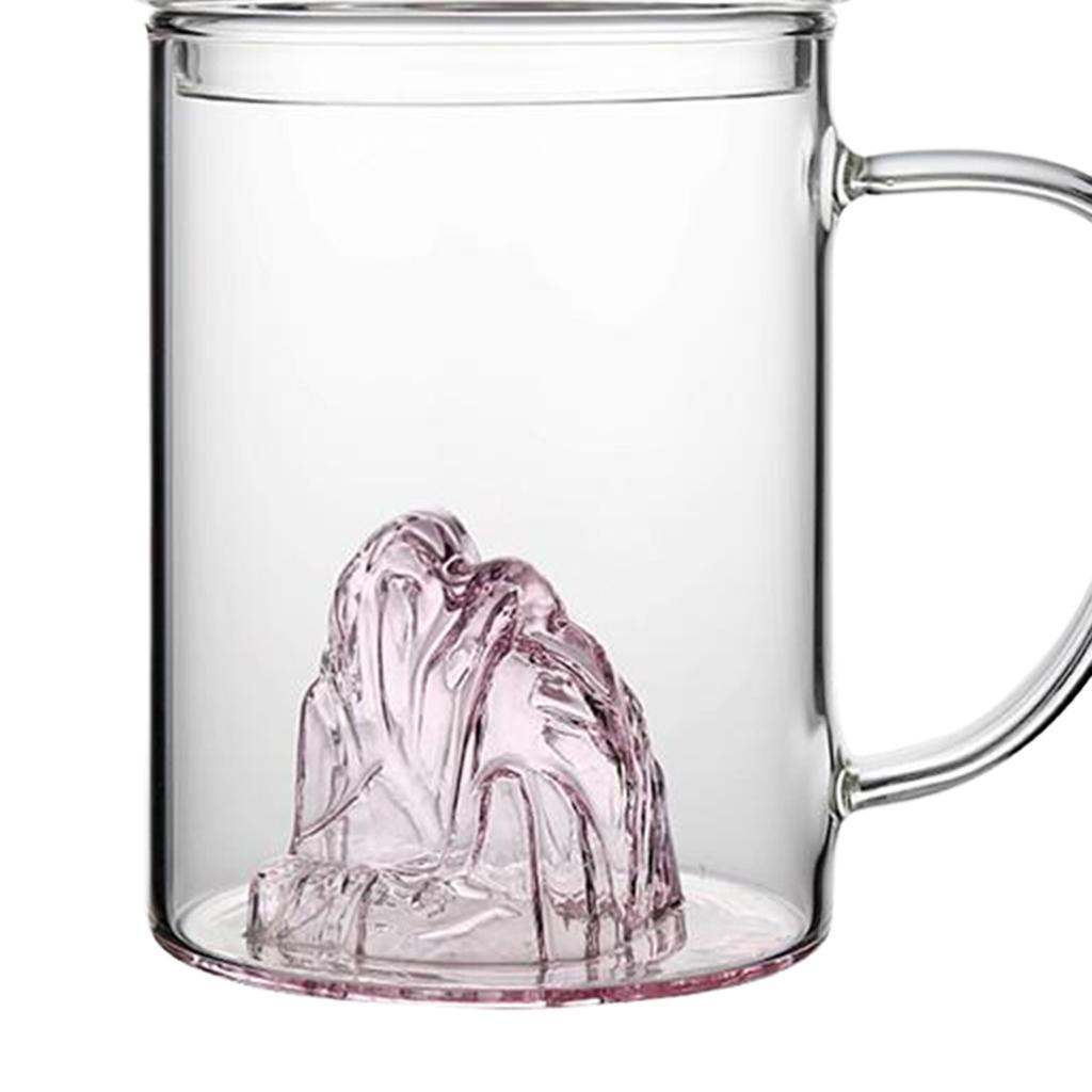 Glass Tea Cup with Lid Filter Glass Cup Travel Teacup Teaware Water Mug Pink