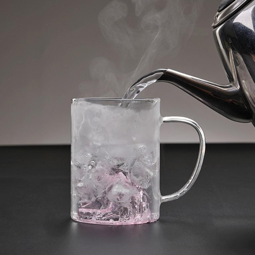 Glass Tea Cup with Lid Filter Glass Cup Travel Teacup Teaware Water Mug Pink