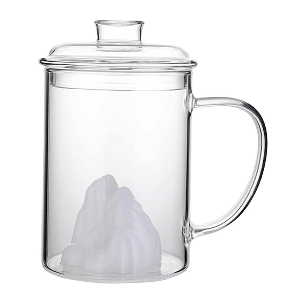 Glass Tea Cup with Lid Filter Glass Cup Travel Teacup Teaware Water Mug White
