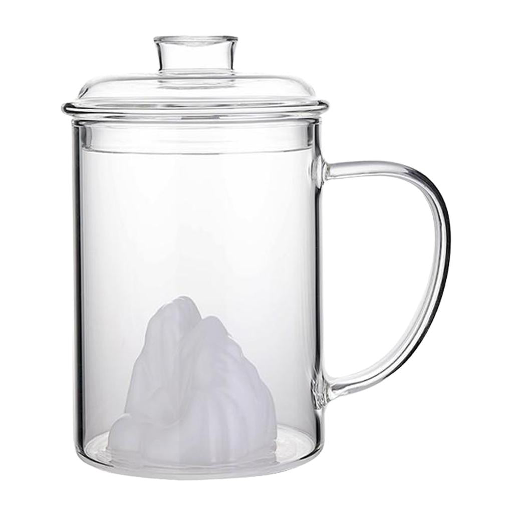 Glass Tea Cup with Lid Filter Glass Cup Travel Teacup Teaware Water Mug White