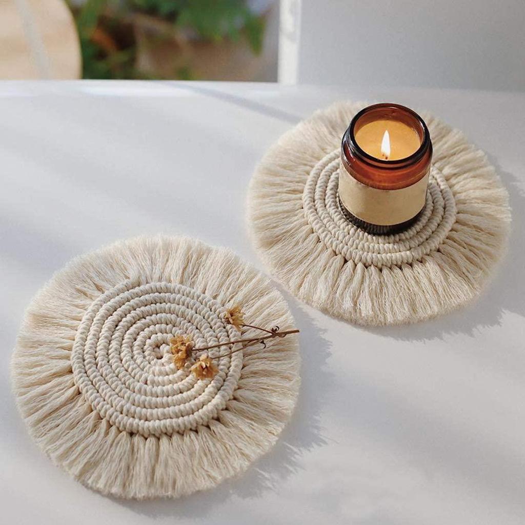 Handmade Braided Cup Mat Macrame Coasters Pad Table Mat Cotton  Style 1