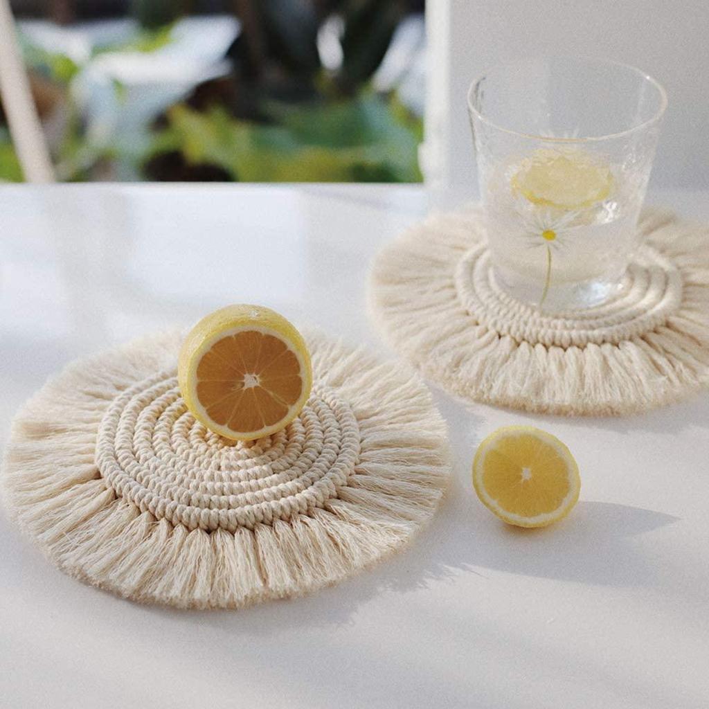 Handmade Braided Cup Mat Macrame Coasters Pad Table Mat Cotton  Style 1