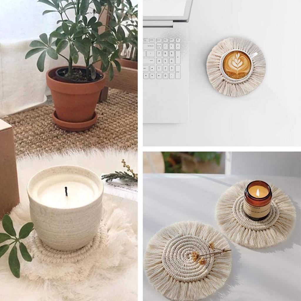 Handmade Braided Cup Mat Macrame Coasters Pad Table Mat Cotton  Style 1