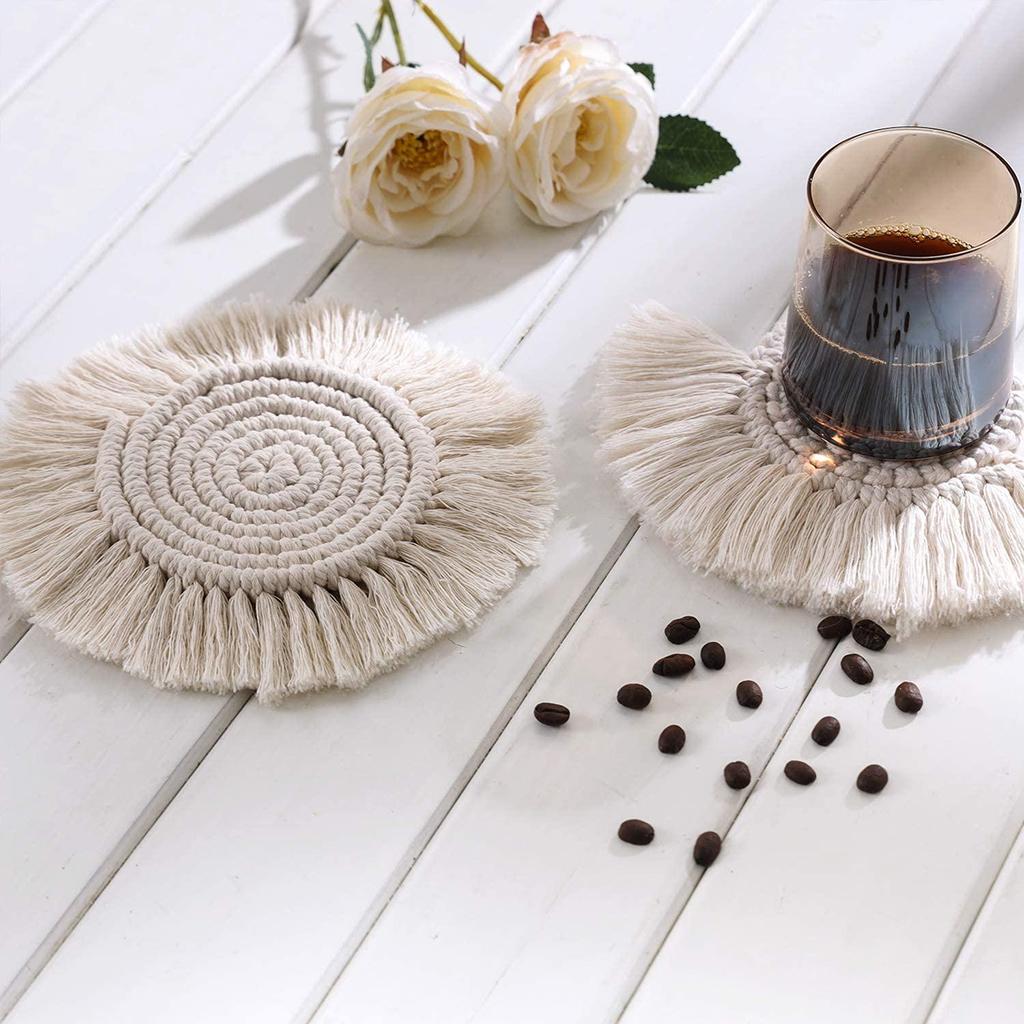 Handmade Braided Cup Mat Macrame Coasters Pad Table Mat Cotton  Style 1