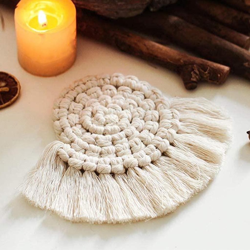 Handmade Braided Cup Mat Macrame Coasters Pad Table Mat Cotton  Style 2