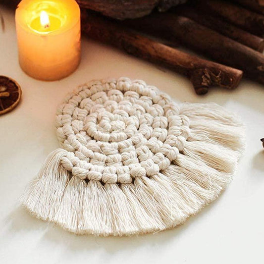 Handmade Braided Cup Mat Macrame Coasters Pad Table Mat Cotton  Style 2