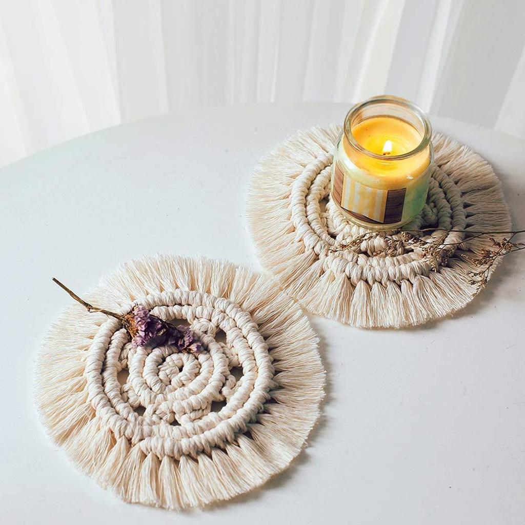 Handmade Braided Cup Mat Macrame Coasters Pad Table Mat Cotton  Style 3
