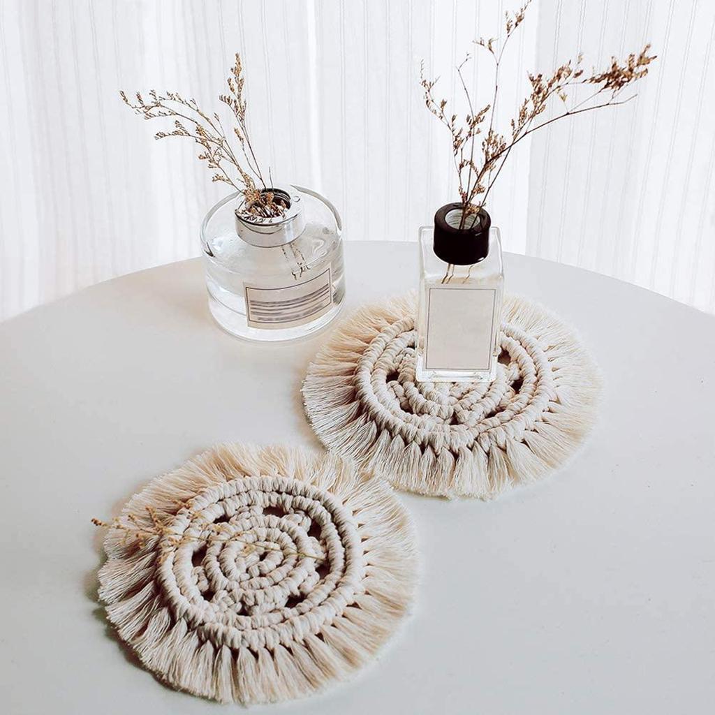 Handmade Braided Cup Mat Macrame Coasters Pad Table Mat Cotton  Style 3