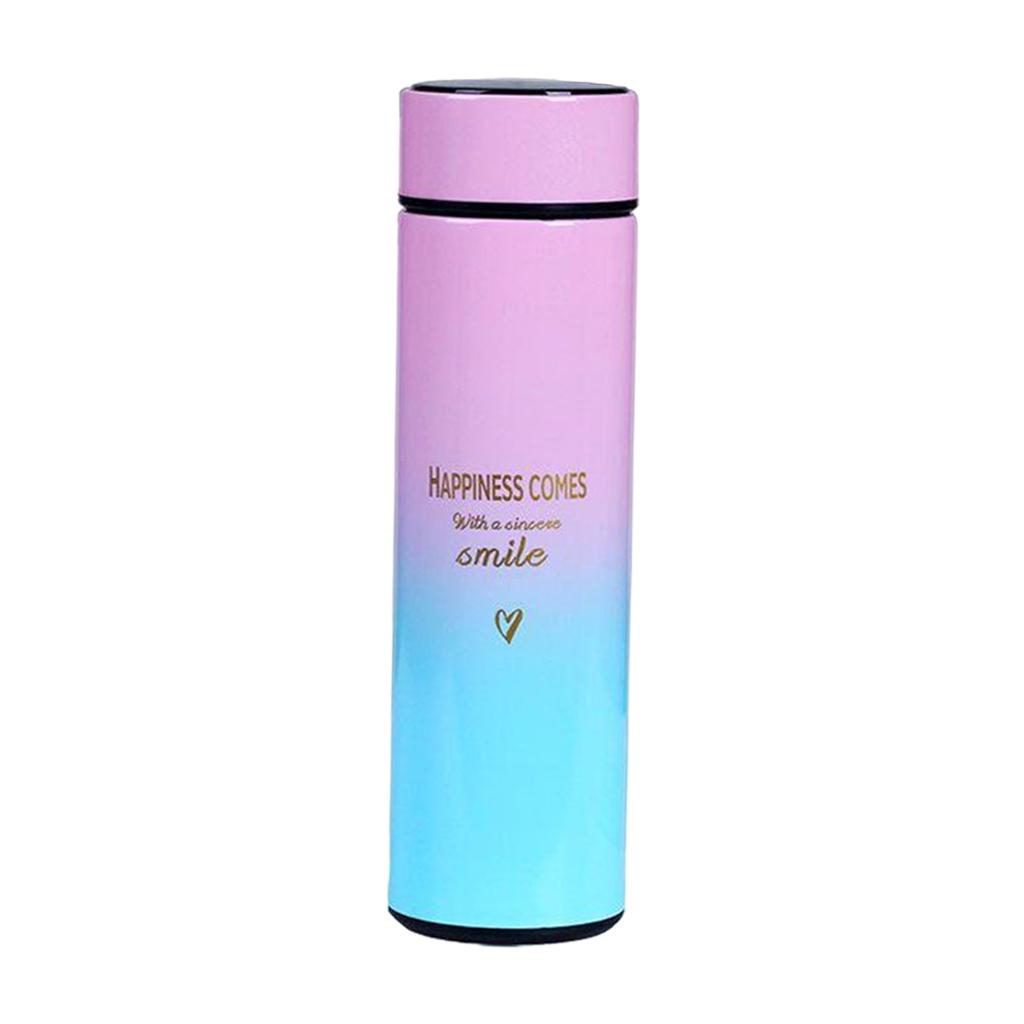 Travel Mugs Insulated Water Bottle 500ml LED Display Water Cup Blue Pink
