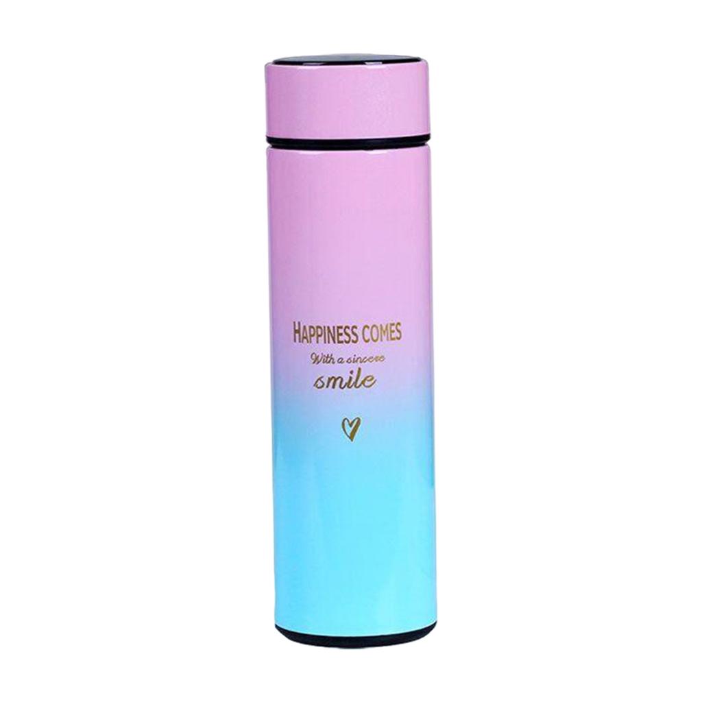 Travel Mugs Insulated Water Bottle 500ml LED Display Water Cup Blue Pink